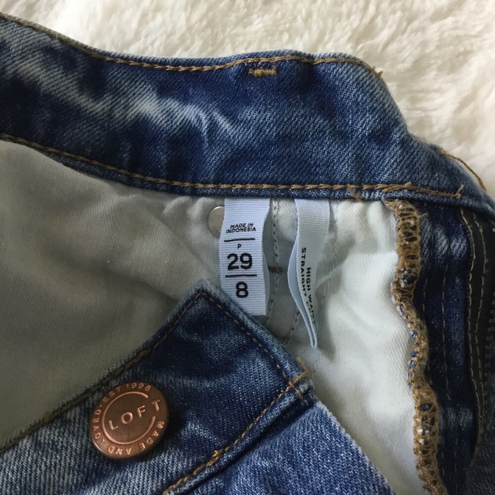 Loft Blue High Waist Straight Crop Jeans - Picture 11 of 16